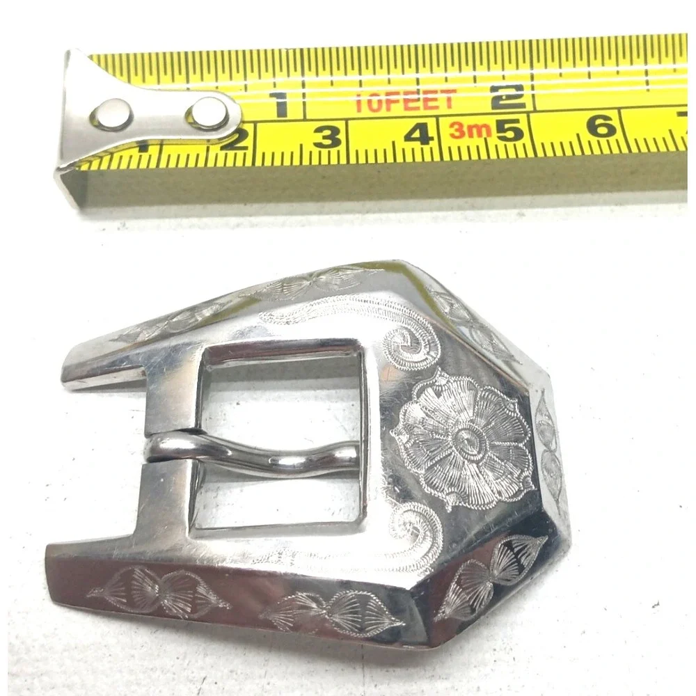Cowgirl Western Engraved‎ Silver Tone 2